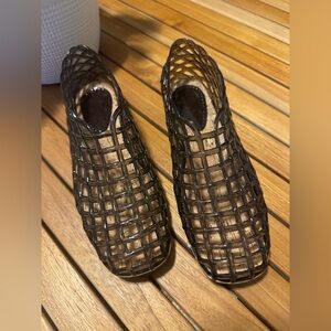 VorisVina Store Red Jelly Mesh Ballet Flats for Women Adult Clear Hollow Jelly